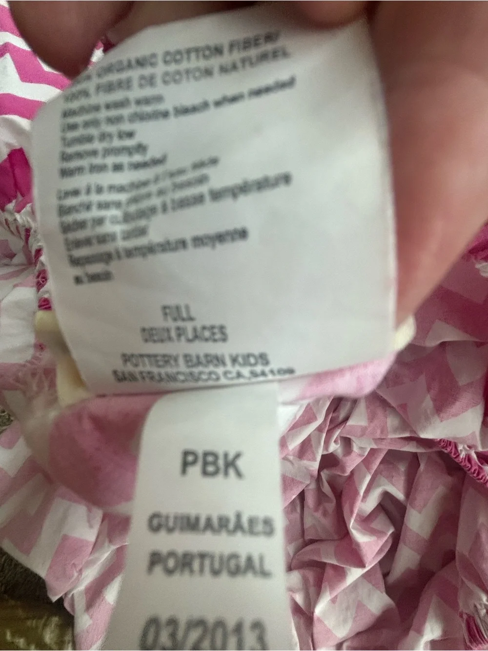 Pottery Barn Kids Pink and White Chevron Cotton Duvet Cover Set twin mint